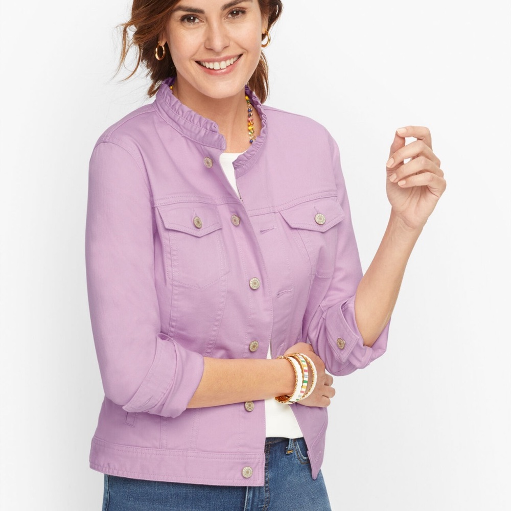 NWT Talbot’s Dusty Rose Ruffled Denim Jacket in Plus … Size L